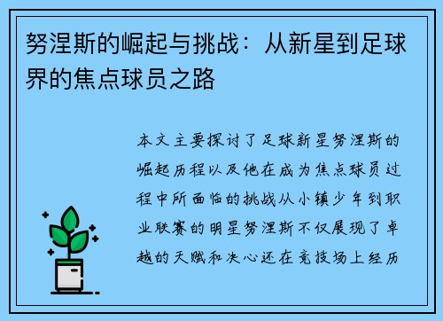 努涅斯的崛起与挑战：从新星到足球界的焦点球员之路