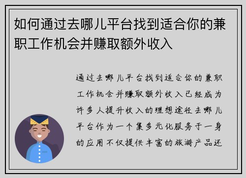 如何通过去哪儿平台找到适合你的兼职工作机会并赚取额外收入